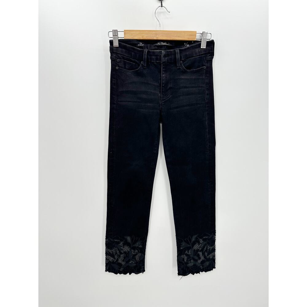 LVPL by Liverpool Womens Black Carbon Wash‎ The Crop Embroidered Jeans Size 0 25